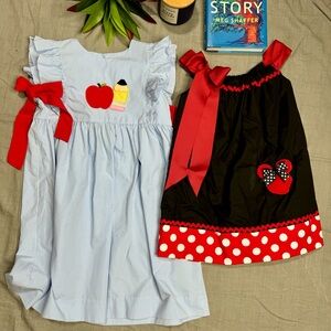 Girls blue gingham dress & Minnie Mouse top